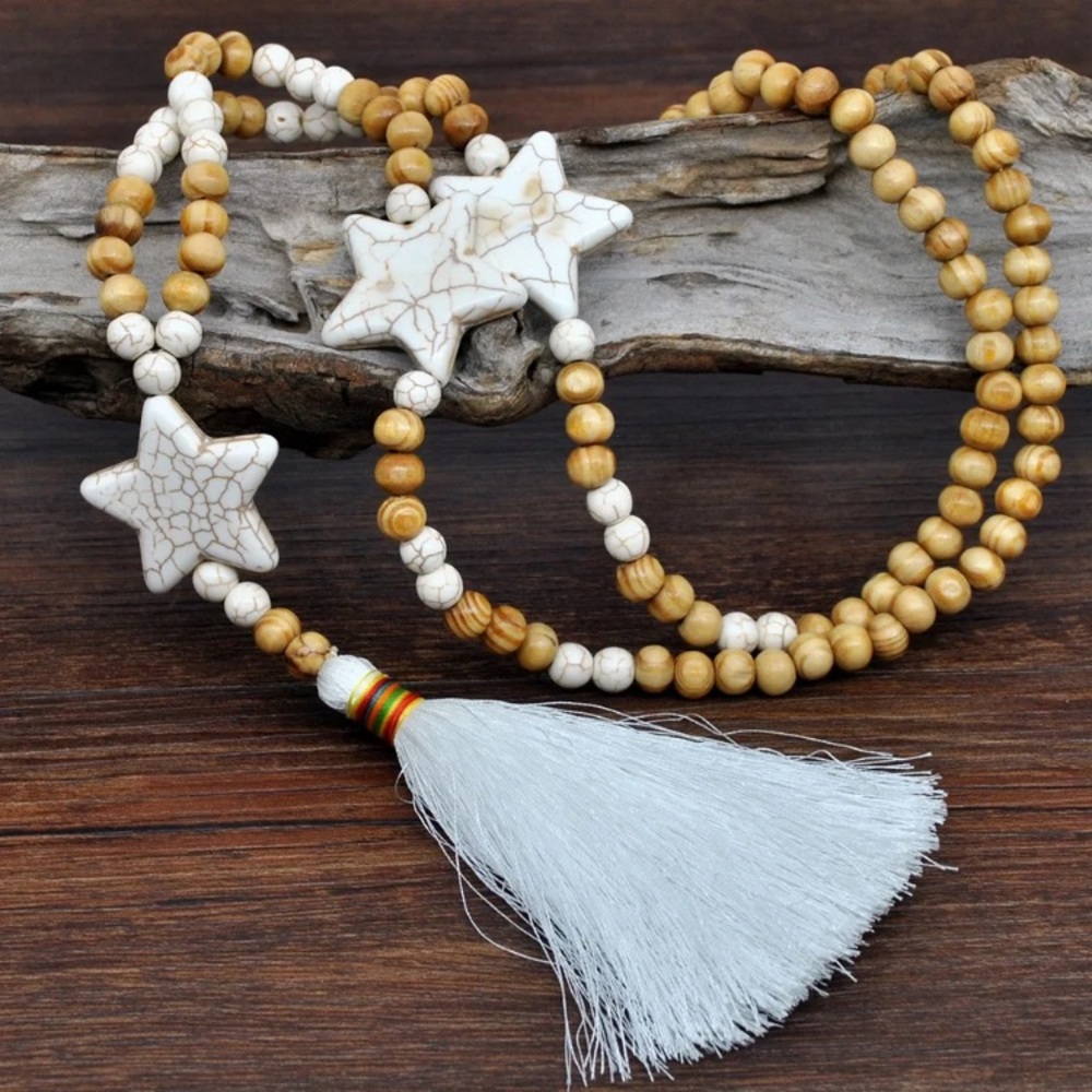 Long Mixed Media Star Tassel Necklace - Picture 3 of 8